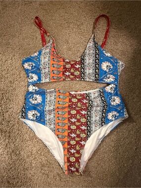 Zaful Multicolor Boho Print One-Piece Swimsuit
